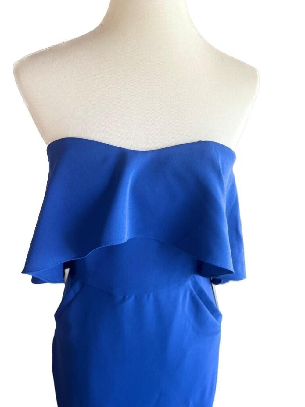 Chelsea28 Women’s Blue Surf Ruffle Strapless Stretch Crepe Sheath Dress 6 NWOT - Picture 5 of 16